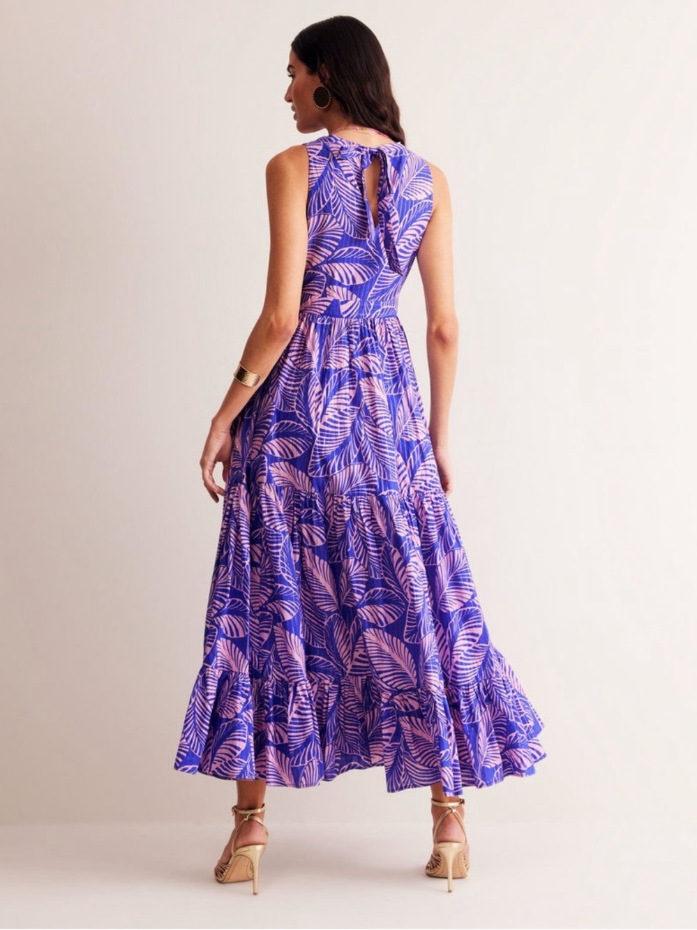 Boden Serena Cotton Tie Maxi Dress Multi Tropical Print Parrot - Picture 4 of 11